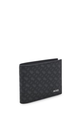 Monogram wallet with foil-embossed logo, Black