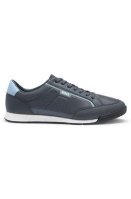 Fabric-upper trainers with faux-leather trims, Dark Blue