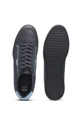 Fabric-upper trainers with faux-leather trims, Dark Blue