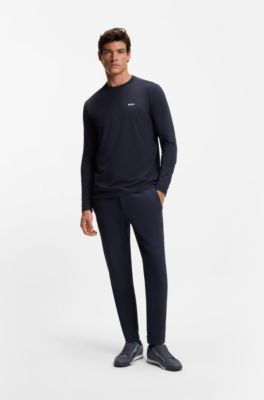 Fabric-upper trainers with faux-leather trims, Dark Blue