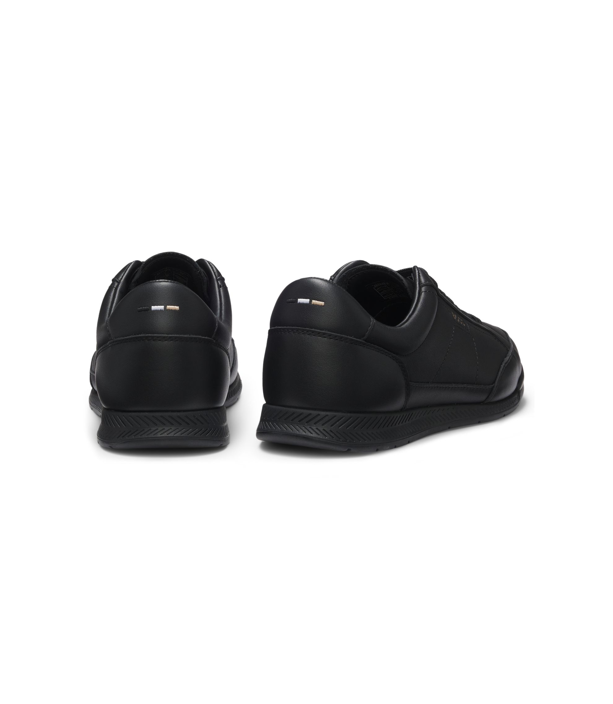 BOSS - Leather trainers with embossed logo - Black