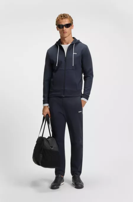 Embossed-logo trainers in leather