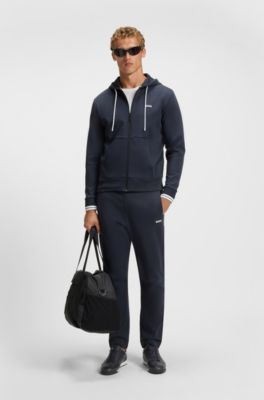 Embossed-logo trainers in leather, Dark Blue
