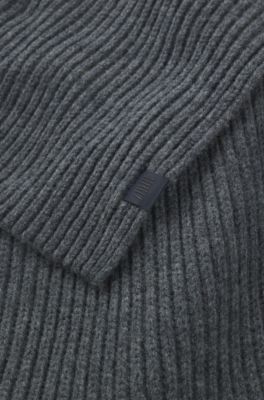 BECKHAM x BOSS scarf in virgin wool and cashmere, Dark Grey