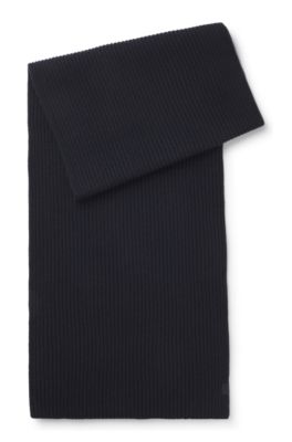 BECKHAM x BOSS scarf in virgin wool and cashmere, Dark Blue