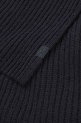 BECKHAM x BOSS scarf in virgin wool and cashmere, Dark Blue