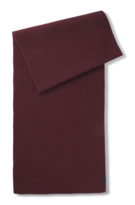 BECKHAM x BOSS scarf in virgin wool and cashmere, Dark Red