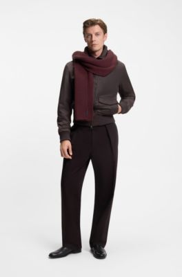 BECKHAM x BOSS scarf in virgin wool and cashmere, Dark Red
