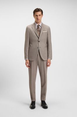 Chemise Slim en coton m&eacute;lang&eacute; italien, Beige clair