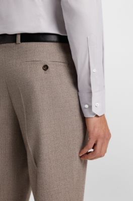 Chemise Slim en coton m&eacute;lang&eacute; italien, Beige clair