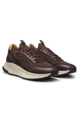 TTNM EVO baskets avec tige en maille et finitions en cuir, Marron fonc&eacute;