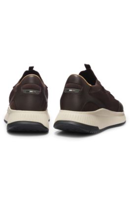 TTNM EVO baskets avec tige en maille et finitions en cuir, Marron fonc&eacute;