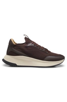 TTNM EVO baskets avec tige en maille et finitions en cuir, Marron fonc&eacute;