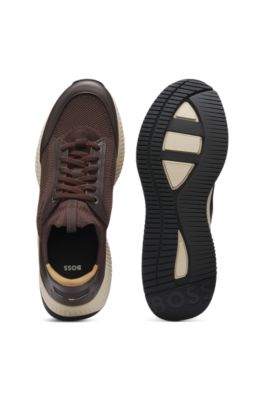TTNM EVO baskets avec tige en maille et finitions en cuir, Marron fonc&eacute;