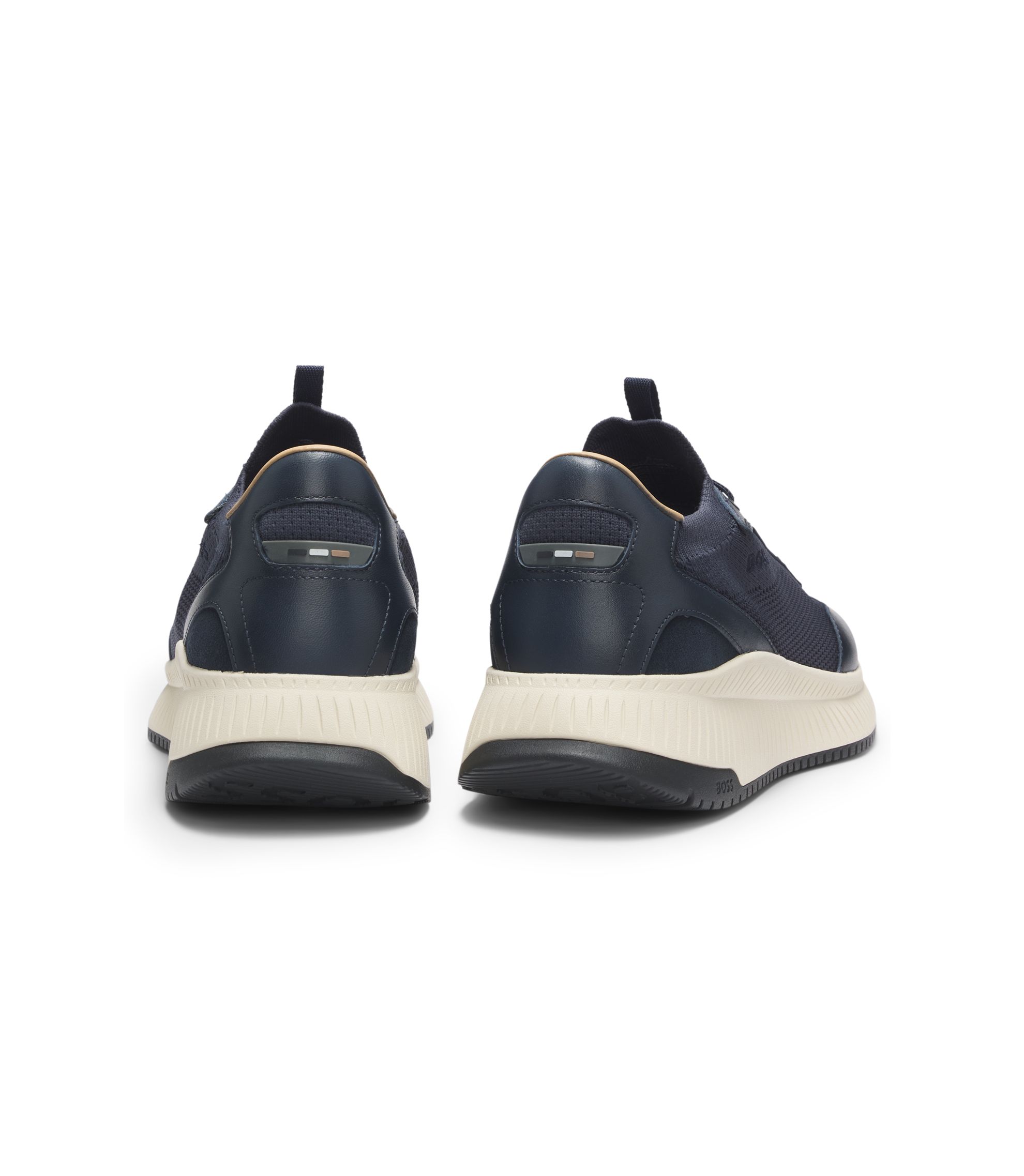 BOSS - TTNM EVO sneakers with knit uppers and leather trim - Dark Blue
