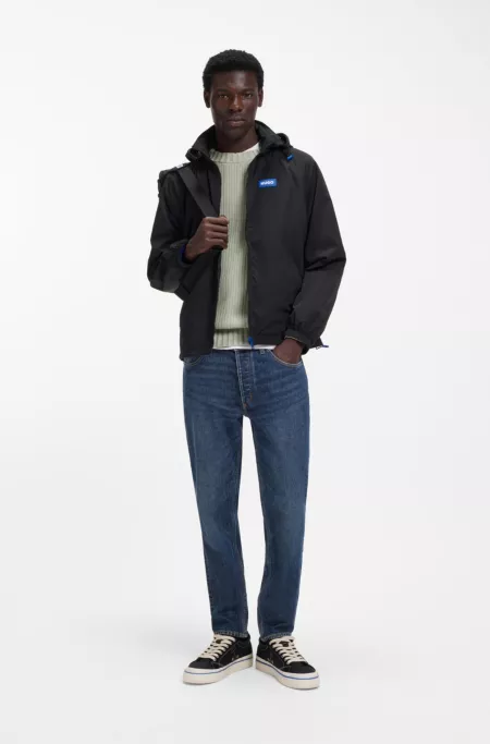 Logo-patch windbreaker with water-repellent finish