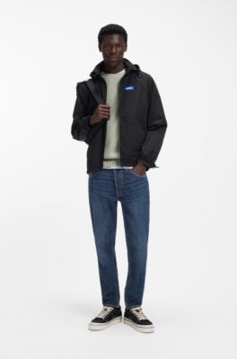 Veste coupe-vent d&eacute;perlante &agrave; capuche amovible, Noir