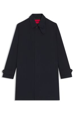 Regular-fit coat in water-repellent gabardine, Dark Blue