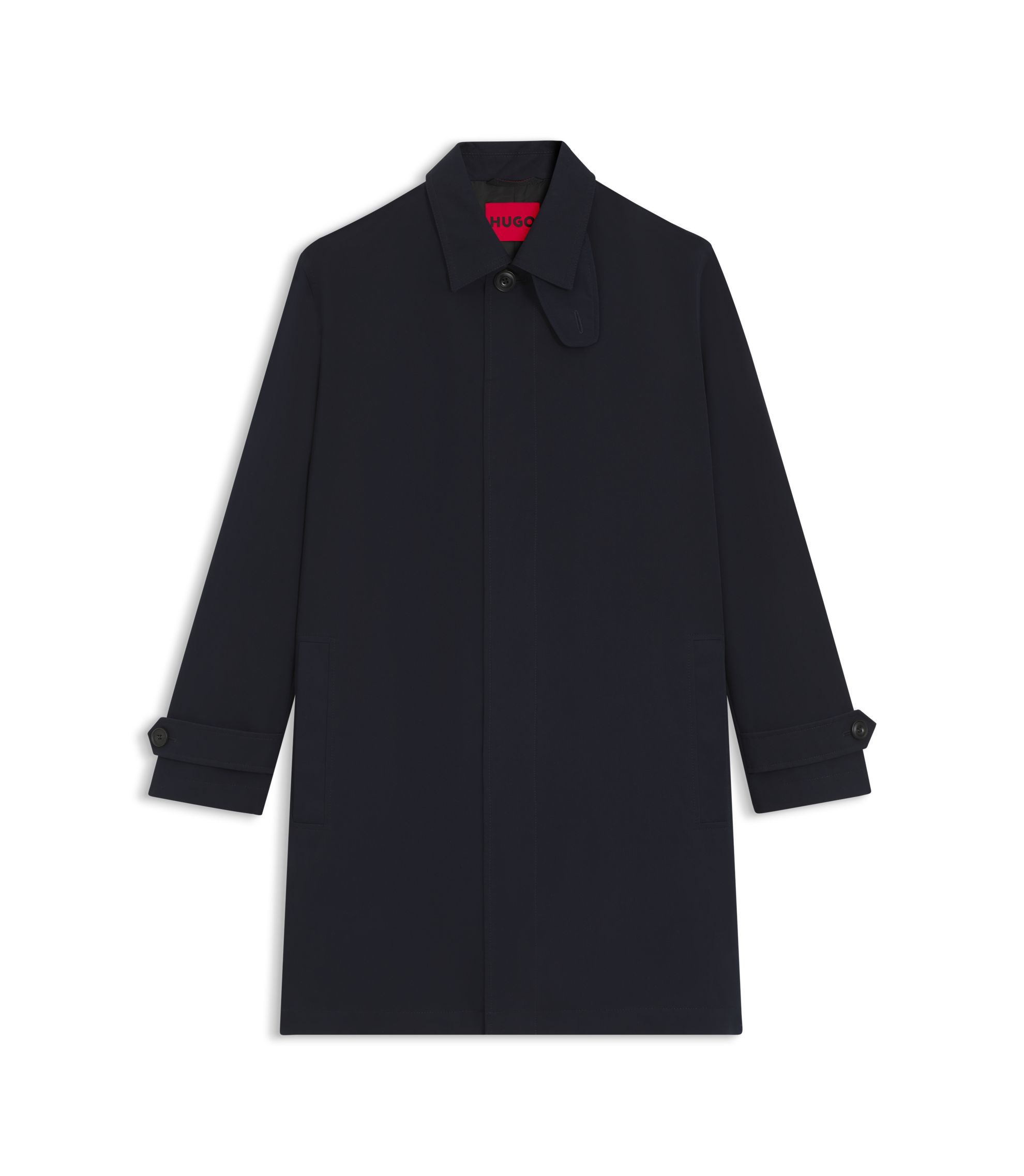 HUGO - Regular-fit coat in water-repellent gabardine - Dark Blue