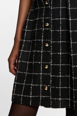 Jupe boutonn&eacute;e coupe &eacute;vas&eacute;e en maille bouclette &agrave; carreaux, Fantaisie