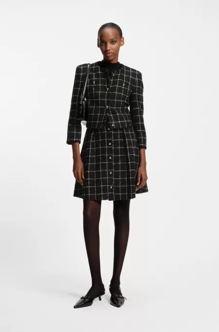 Regular-fit blazer in checked bouclé