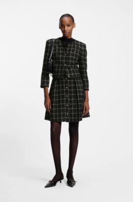 Regular-fit blazer in checked boucl&eacute;, Patterned