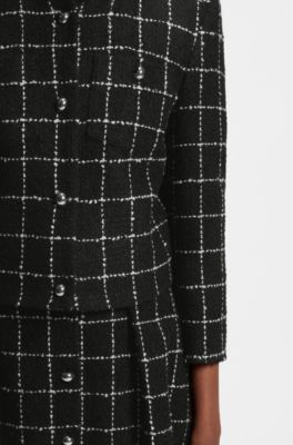 Regular-fit blazer in checked boucl&eacute;, Patterned