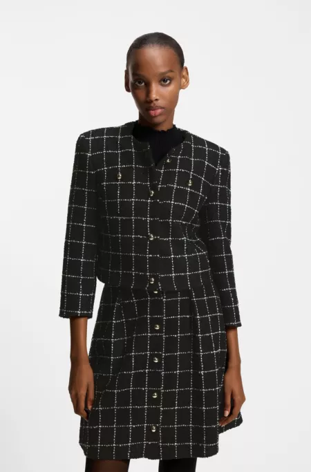 Regular-fit blazer in checked bouclé