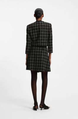 Regular-fit blazer in checked boucl&eacute;, Patterned