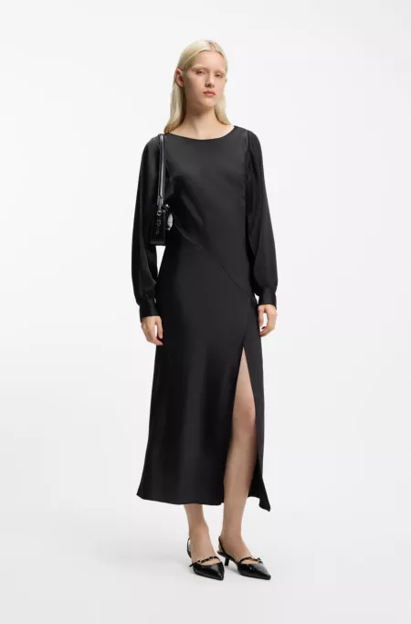 Satin maxi dress with waterfall back