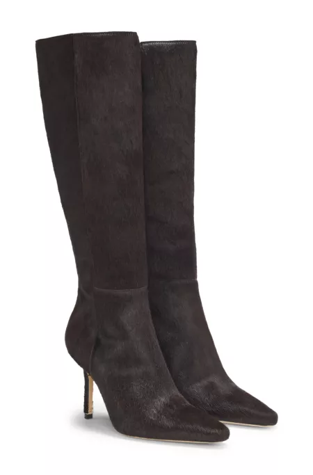 Knee boots in pony-hair leather