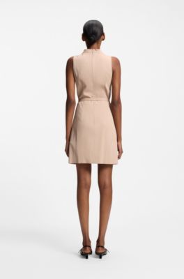 Robe tunique avec passepoil et ceinture, Brun chin&eacute;