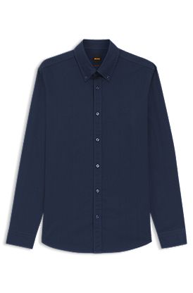 Regular-fit shirt in stretch-cotton dobby