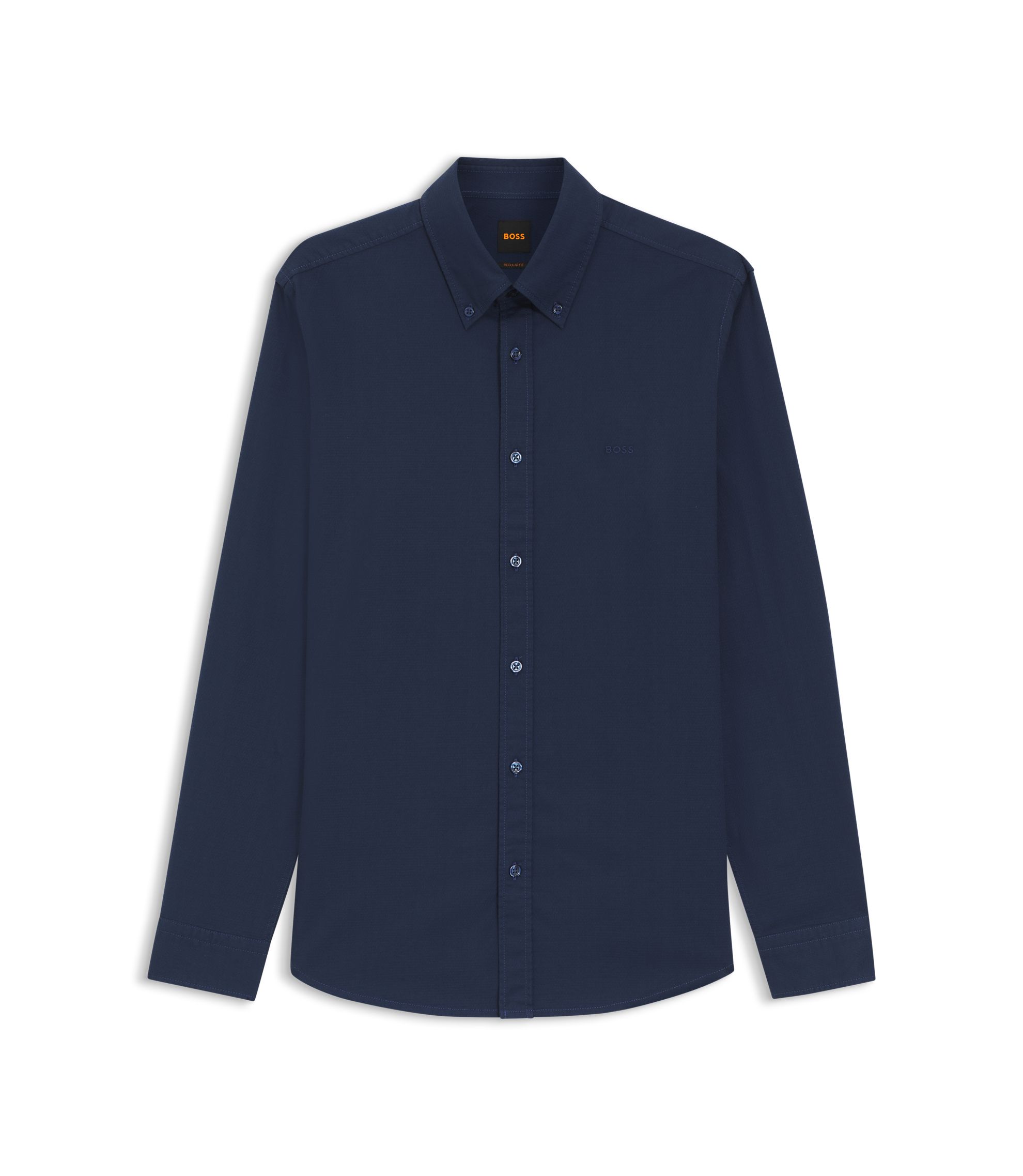 BOSS - Regular-fit shirt in stretch-cotton dobby - Light Blue
