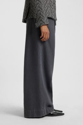 Bailarinas de piel pulida con detalle de tira, Negro