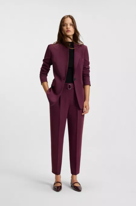 Strap-detail ballerina pumps in polished leather