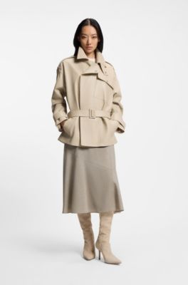 Knee boots in leather and suede, Light Beige