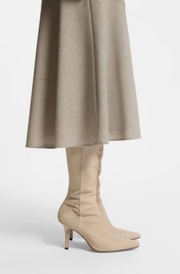 Bottines cuir su&eacute;d&eacute; et cuir, Beige clair