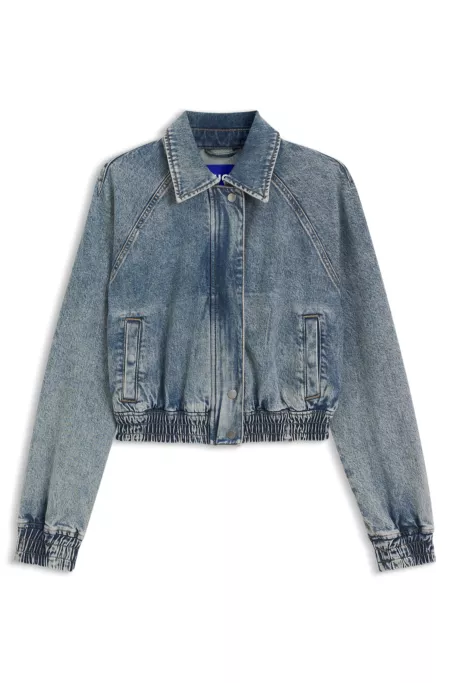 Blue bomber jacket in stretch denim