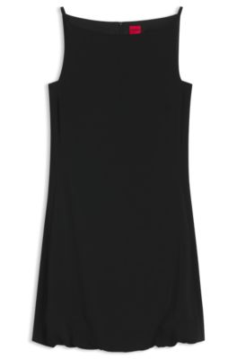 Robe &agrave; jupe ballon pliss&eacute;e sur le devant, Noir