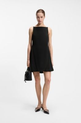 Vestido con falda estilo globo con pinzas delanteras, Negro