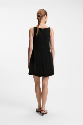 Front-pleat dress with balloon skirt, Black