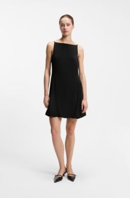 Vestido con falda estilo globo con pinzas delanteras, Negro