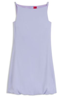 Robe &agrave; jupe ballon pliss&eacute;e sur le devant, Lilas