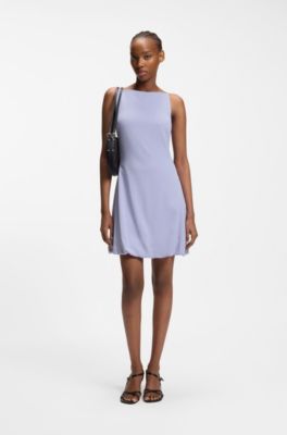 Robe &agrave; jupe ballon pliss&eacute;e sur le devant, Lilas