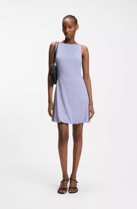 Front-pleat dress with balloon skirt