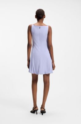Robe &agrave; jupe ballon pliss&eacute;e sur le devant, Lilas