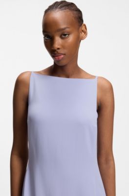 Robe &agrave; jupe ballon pliss&eacute;e sur le devant, Lilas