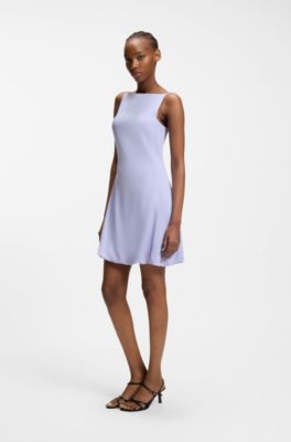 Robe &agrave; jupe ballon pliss&eacute;e sur le devant, Lilas
