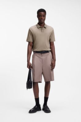 Polo de punto de algod&oacute;n con extremos en contraste, Marr&oacute;n claro